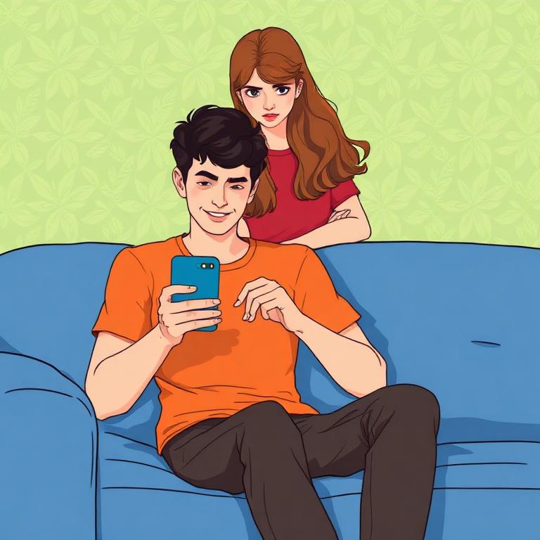 Pareja con celular